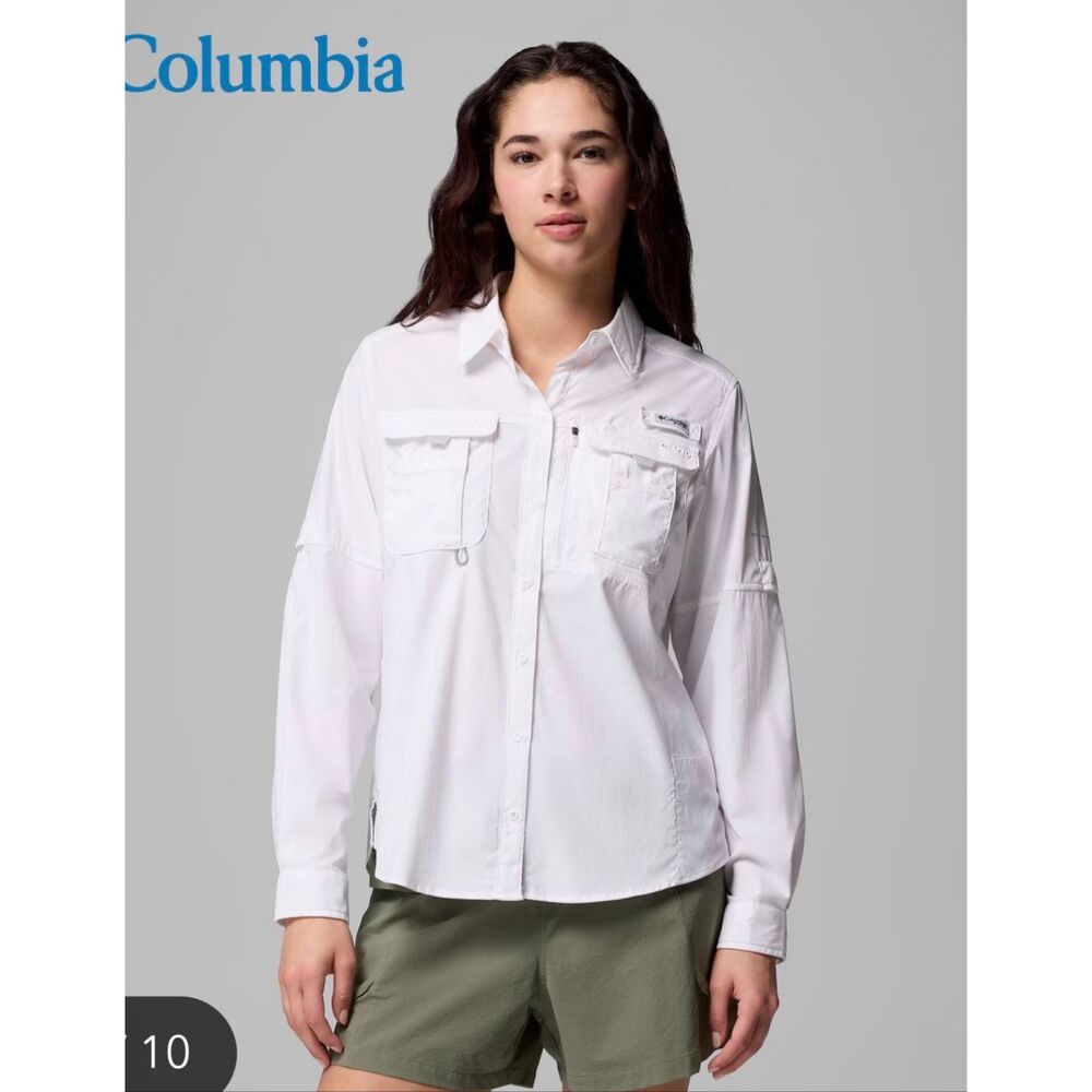 COLUMBIA White Omni Shield Shirt Size M